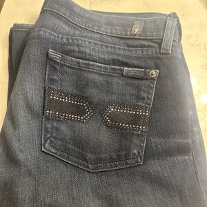 7 for all mankind bootcut jeans size 30 dark denim w Swarovski blue crystals